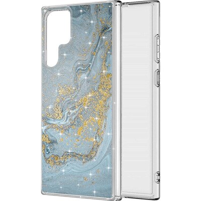 SaharaCase Marble Series Case for Samsung Galaxy S23 Ultra, Blue/Gold (CP00409)