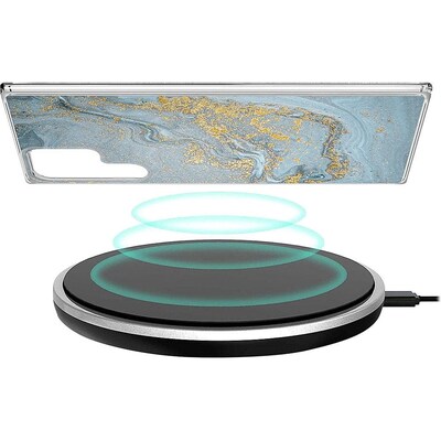 SaharaCase Marble Series Case for Samsung Galaxy S23 Ultra, Blue/Gold (CP00409)