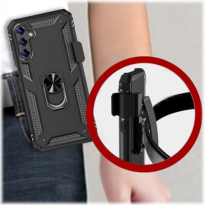 SaharaCase Military Kickstand Series with Belt Clip Case for Samsung Galaxy A14 5G, Black (CP00415)