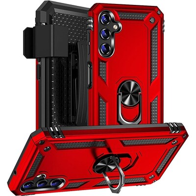 SaharaCase Military Kickstand Series with Belt Clip Case for Samsung Galaxy A14 5G, Red (CP00416)