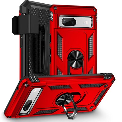 SaharaCase Military Kickstand Series Case for Google Pixel 7a, Red (CP00342)