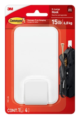 Command Extra Large Utility Hook, 15 lbs., White (17011-ES)