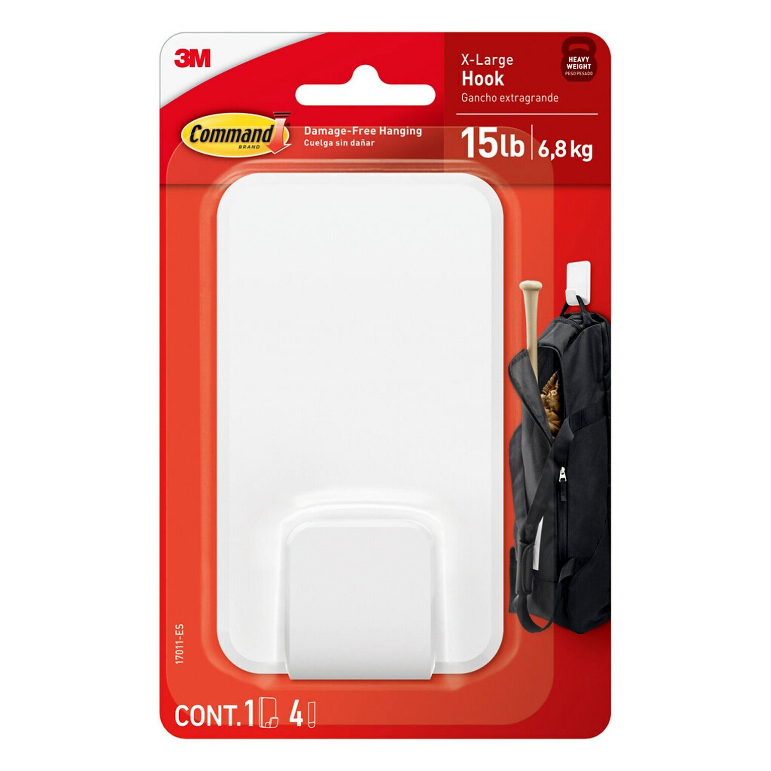 Command Extra Large Utility Hook, 15 lbs., White (17011-ES)