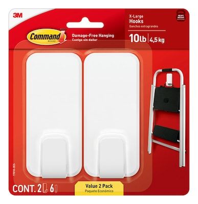 Command X-Large Utility Hooks, White, 2/Pack (17010-2ES)