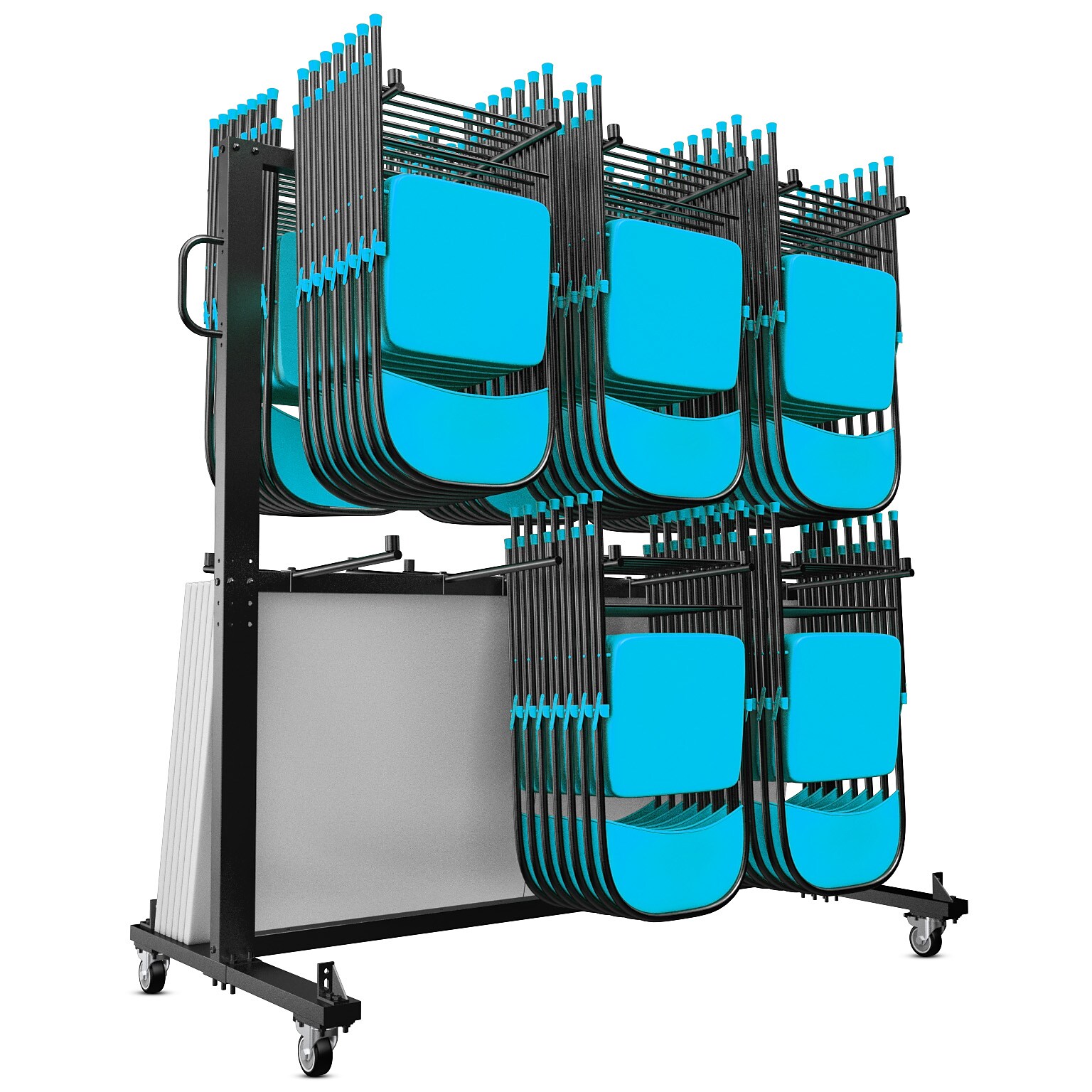 Flash Furniture Hawkins Folding Table and Chairs Mobile Cart, 660 lb. Capacity, Black (QINSHD245425)