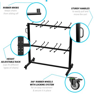 Flash Furniture Hawkins Folding Table and Chairs Mobile Cart, 660 lb. Capacity, Black (QINSHD245425)