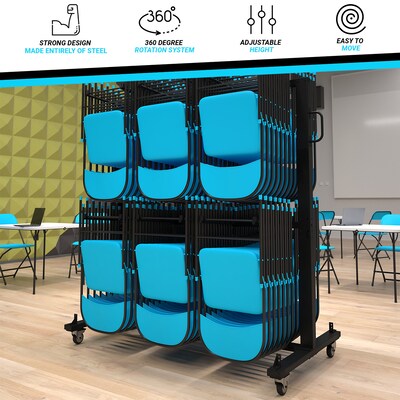 Flash Furniture Hawkins Folding Table and Chairs Mobile Cart, 660 lb. Capacity, Black (QINSHD245425)