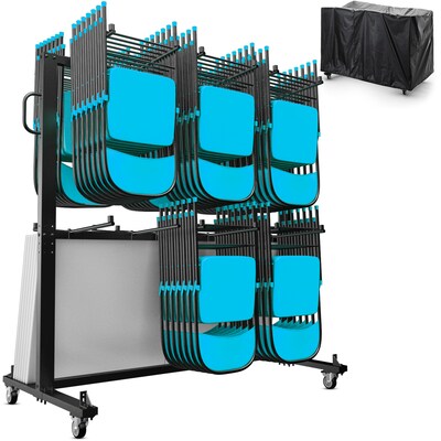 Flash Furniture Hawkins Folding Table and Chairs Mobile Cart, 660 lb. Capacity, Black (QINSHD245425)