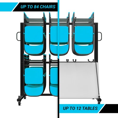 Flash Furniture Hawkins Folding Table and Chairs Mobile Cart, 660 lb. Capacity, Black (QINSHD245425)