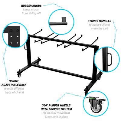 Flash Furniture Hawkins Folding Table and Chairs Mobile Cart, 330 lb. Capacity, Black (QINFRCW45425)