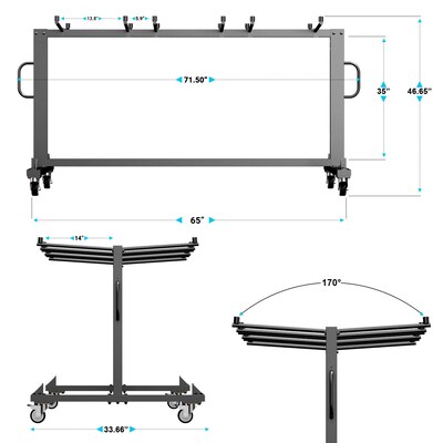 Flash Furniture Hawkins Folding Table and Chairs Mobile Cart, 330 lb. Capacity, Black (QINFRCW45425)