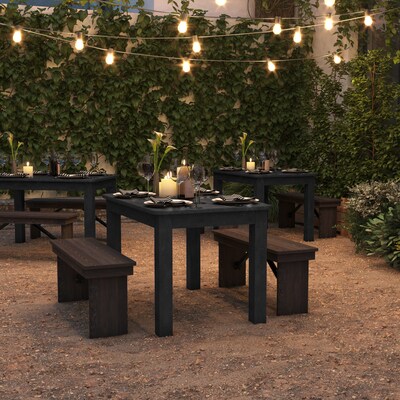 Flash Furniture HERCULES 46 Farm Dining Table, Black Wash (XAF46X30BW)