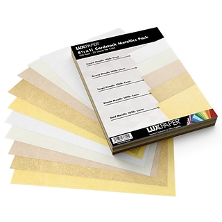 JAM Paper 100 lb. Cardstock, 8.5 x 11, Metallics Variety Pack