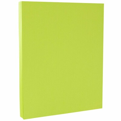 JAM PAPER 8.5 x 11 Color Cardstock, 65lb, Ultra Lime, 100/pack  (104067G)