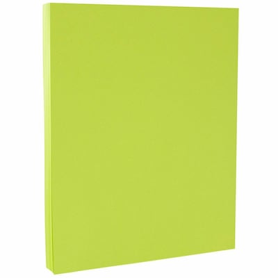 JAM PAPER 8.5 x 11 Color Cardstock, 65lb, Ultra Lime, 100/pack  (104067G)