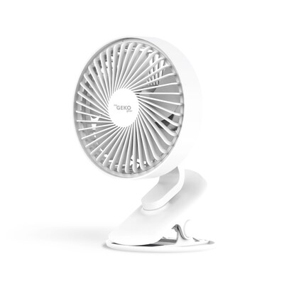 MyGEKOgear Cyclone Rechargeable LED Clip Fan, 3-Speed, White (GIF01)