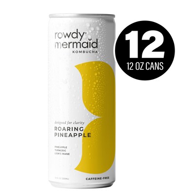 Rowdy Mermaid Organic Roaring Pineapple Kombucha, 12 Oz, 12/Box (307-00392)