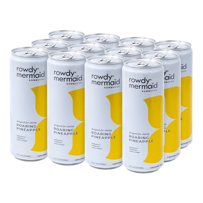 Rowdy Mermaid Organic Roaring Pineapple Kombucha, 12 Oz, 12/Box (307-00392)