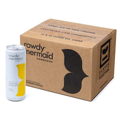 Rowdy Mermaid Organic Roaring Pineapple Kombucha, 12 Oz, 12/Box (307-00392)
