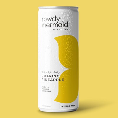 Rowdy Mermaid Organic Roaring Pineapple Kombucha, 12 Oz, 12/Box (307-00392)