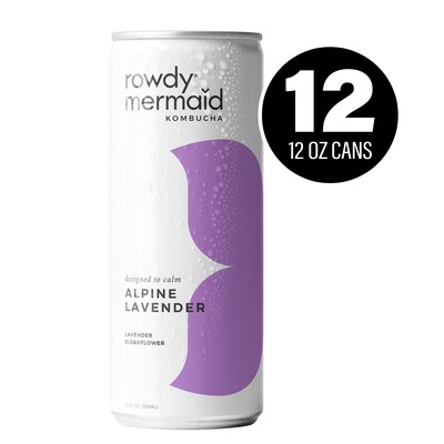 Rowdy Mermaid Organic Alpine Lavender Kombucha, 12 Oz, 12/Box (307-00391)