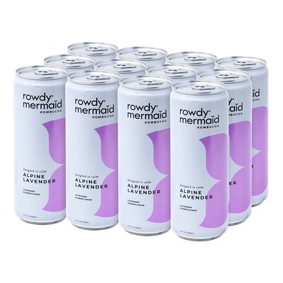 Rowdy Mermaid Organic Alpine Lavender Kombucha, 12 Oz, 12/Box (307-00391)