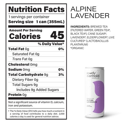 Rowdy Mermaid Organic Alpine Lavender Kombucha, 12 Oz, 12/Box (307-00391)