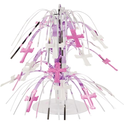 Creative Converting Pink & Silver Cross Centerpiece, 4 Count (DTC264004CNTR)