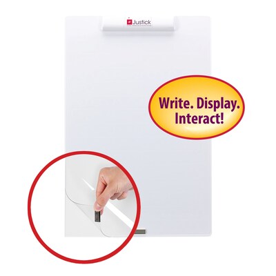 Justick Mini-Electro Clear Overlay Dry-Erase Board, Frameless, 16" x 24", White (02546)