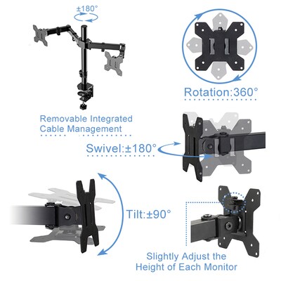 Rocelco 31.5"W 4"-20"H Adjustable Steel Standing Desk Converter with Dual Monitor Mount, Gray (R VADRG-DM2)