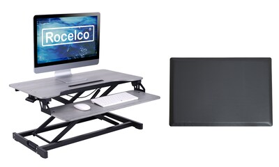 Rocelco VADR 31W Rectangular 4-20H Adjustable Steel Standing Desk Converter, Gray (R VADRG-MAFM)