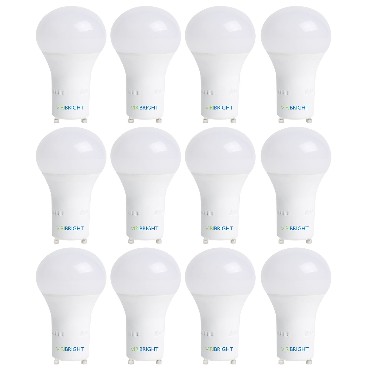 Viribright 60W Equivalent Daylight White 6500K, A19 LED Light Bulb, GU24 Base 810 Lumens, 12 Pack (750337)