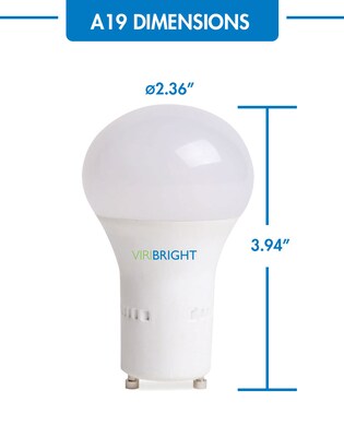 Viribright 60W Equivalent Daylight White 6500K, A19 LED Light Bulb, GU24 Base 810 Lumens, 6 Pack (750337)