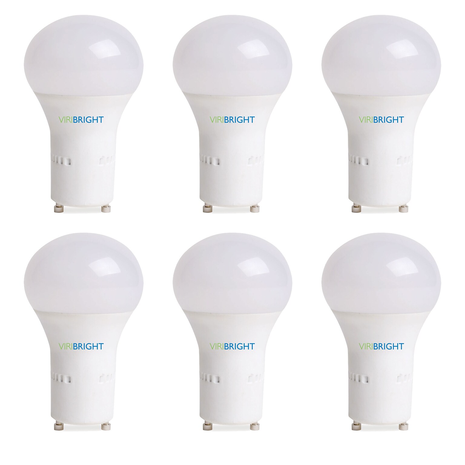 Viribright 60W Equivalent Daylight White 6500K, A19 LED Light Bulb, GU24 Base 810 Lumens, 6 Pack (750337)