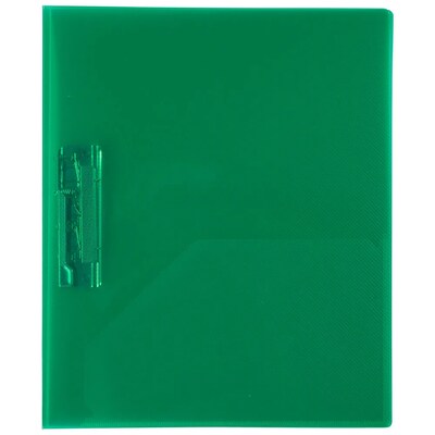 JAM Paper Plastic 1-Pocket Folder with Clamps, 9" x 12", Green, 6/Pack (279839079A)