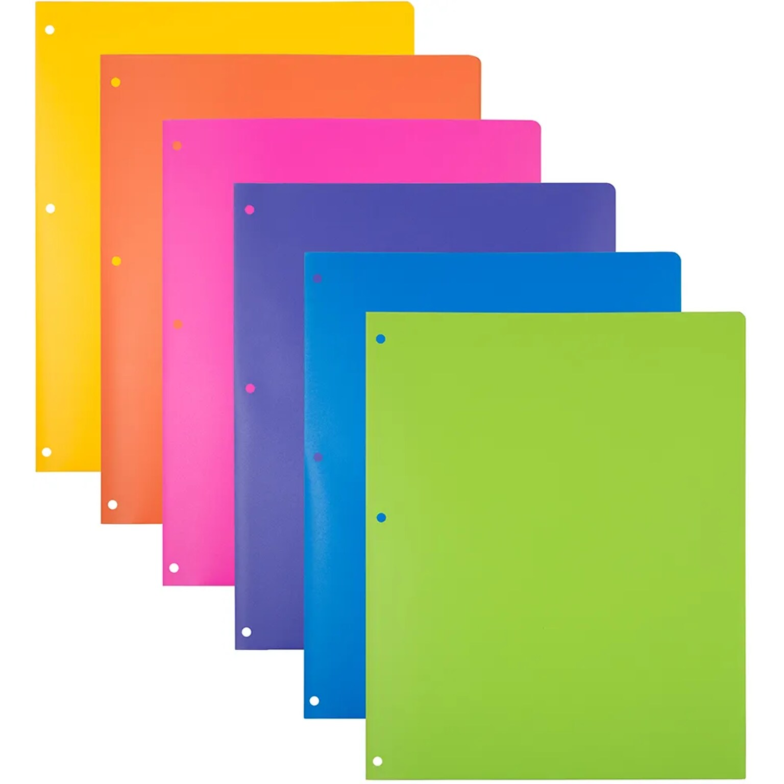 JAM Paper Plastic 3 Hole Punch 2-Pocket Folders, Multicolored, Assorted Fashion Colors, 12/Pack (383HHPFASSRTA)