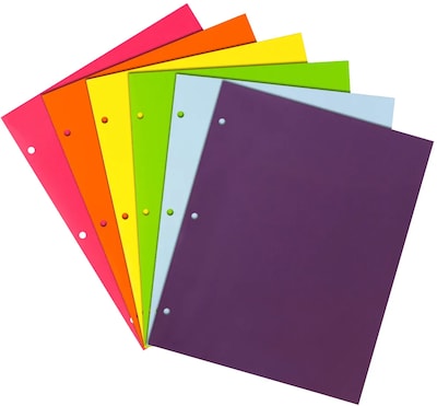 JAM Paper Laminated 3 Hole Punched, 2-Pocket Glossy Folders, Multicolored, Assorted Fashion Colors,