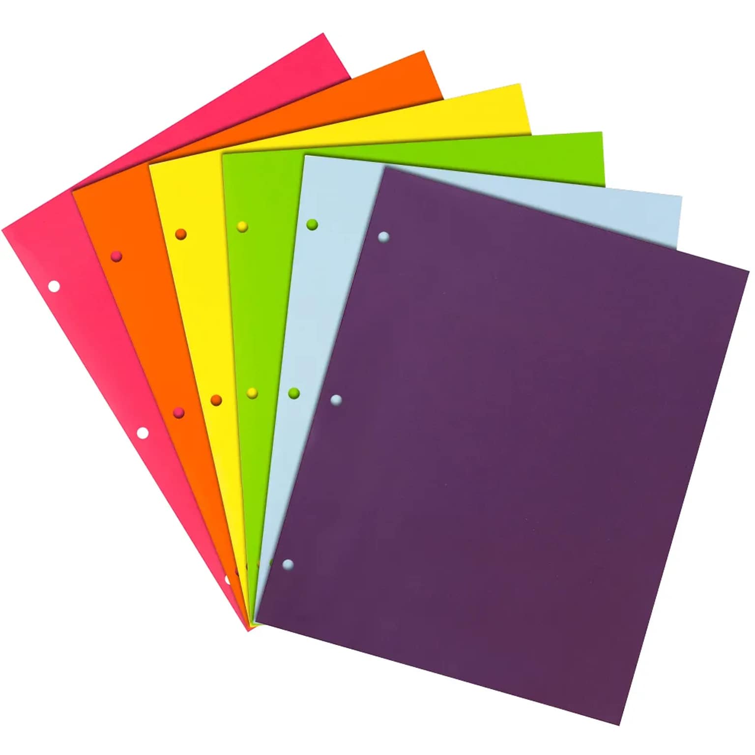 JAM Paper Laminated 3 Hole Punched, 2-Pocket Glossy Folders, Multicolored, Assorted Fashion Colors, 6/Pack (385GHPFASSRT)