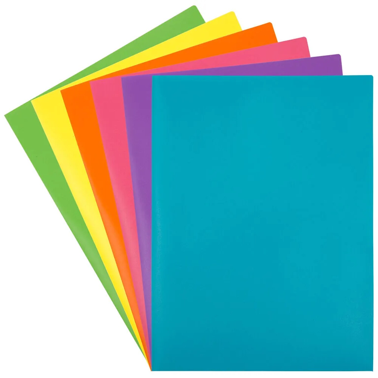 JAM Paper POP 2-Pocket Plastic Folders, 9 x 14-1/2, Assorted Fashion Colors, 6/Pack (383EASRTFAA4)