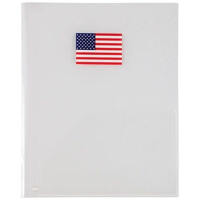 JAM Paper 2-Pocket Plastic Presentation Folders, 8 x 11.5 Clear w/ American Flag, 12/Pack (9439026