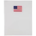 JAM Paper 2-Pocket Plastic Presentation Folders, 8 x 11.5 Clear w/ American Flag, 12/Pack (9439026