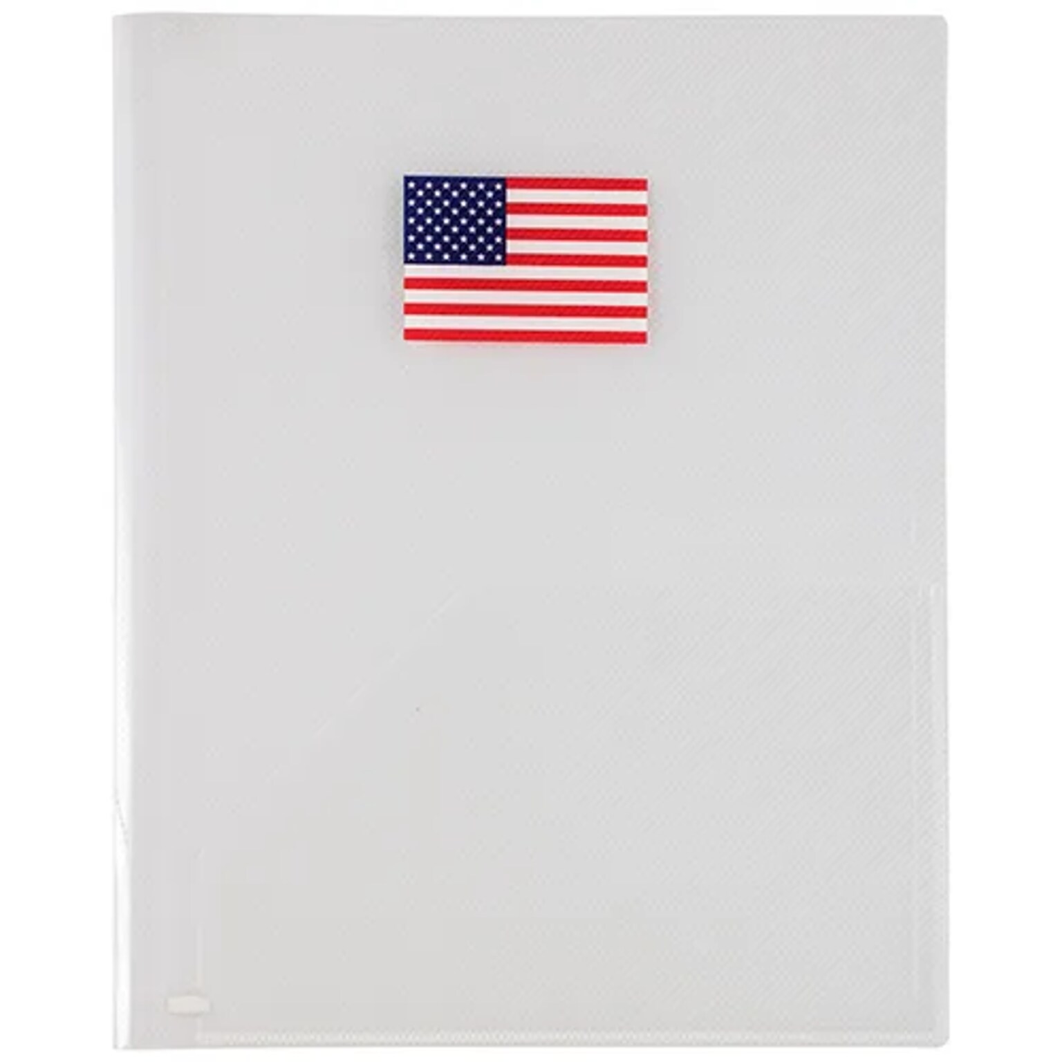 JAM Paper 2-Pocket Plastic Presentation Folders, 8 x 11.5 Clear w/ American Flag, 12/Pack (9439026A)