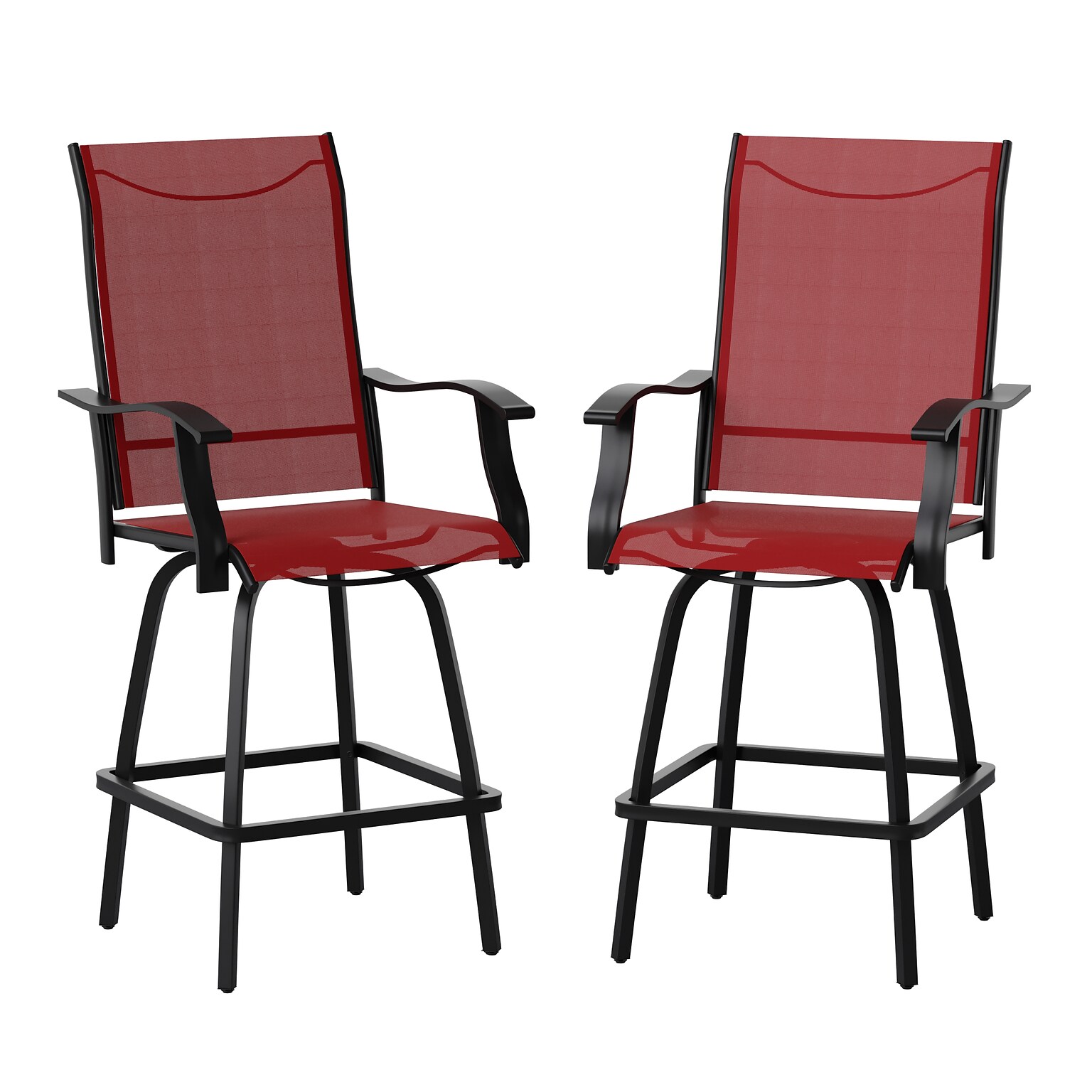 Flash Furniture Valerie All-Weather Textilene Swivel Patio Stools, Red, 2/Pack (2ETSWVLPTO30RD)