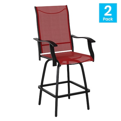 Flash Furniture Valerie All-Weather Textilene Swivel Patio Stools, Red, 2/Pack (2ETSWVLPTO30RD)