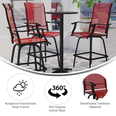Flash Furniture Valerie All-Weather Textilene Swivel Patio Stools, Red, 2/Pack (2ETSWVLPTO30RD)