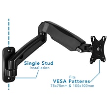 Mount-It! Height Adjustable Monitor Wall Mount Arm for 13 to 32 Monitors, Black (MI-765)