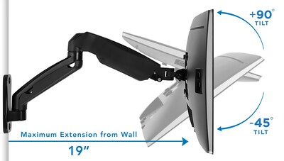 Mount-It! Height Adjustable Monitor Wall Mount Arm for 13" to 32" Monitors, Black (MI-765)