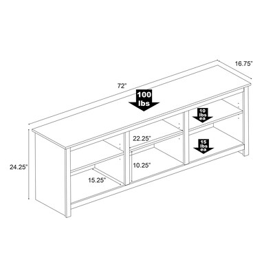 Prepac Sonoma Manufactured Wood Console TV Stand, Screens up to 80", Black (BCTG-0001-1)