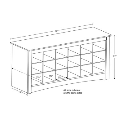 Prepac Shoe Cubbie Bench, Drifted Gray (DSS-4824)