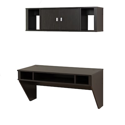 Prepac Designer Floating Desk & Hutch Set, Washed Black (HRHW-0501-2M)